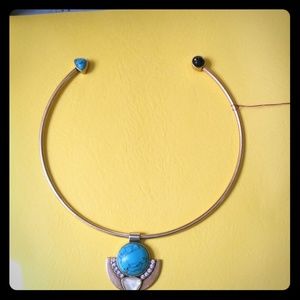 Chloe and Isabel Capri Converable Open Necklace Turquoise glass beads white ston